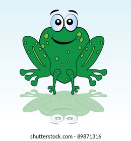 funny green frog vector illustration of beauty art