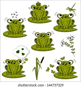 funny green frogs set