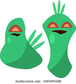funny green germs on a white background infection concept objects for design