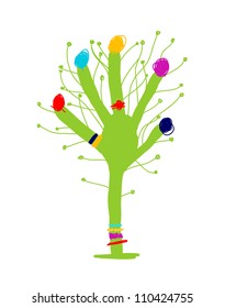 Funny green hand tree for your design