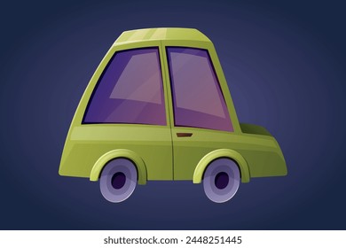 Funny green hatchback car. Vector isolated cartoon children's illustration.