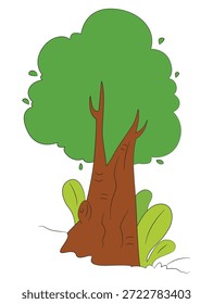 Árvore de folha verde engraçada sobre fundo branco