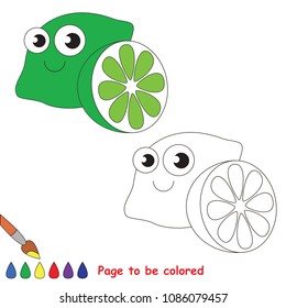 Funny Green Lime to be colored, the coloring book for preschool kids with easy educational gaming level.