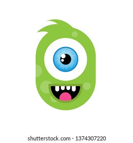 funny green monster. cute cyclops 