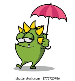 Funny green monster illustration vector