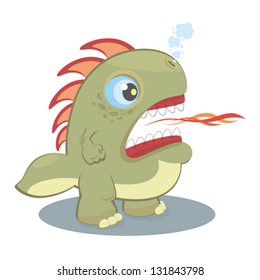 Funny Green monster spewing flames