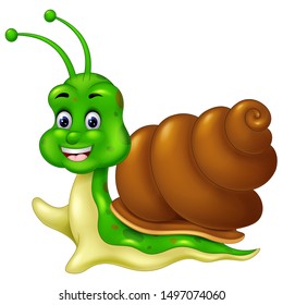 Funny Green Nail With Brown Shell Cartoon For Your Design