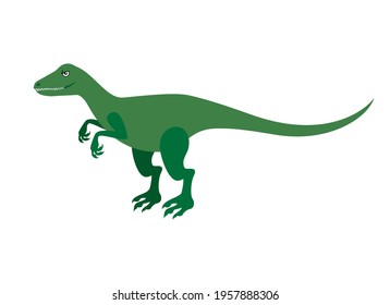 Funny green raptor icon vector. Velociraptor cartoon character. Green dinosaur icon vector isolated on a white background