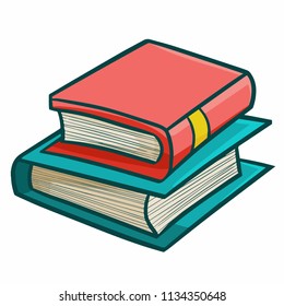 Funny green and red book for study - vector