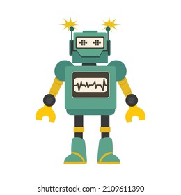 Gracioso vector de dibujos animados de robots verdes