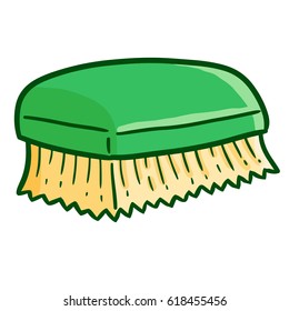 Funny green scrubbing brush ready to use - vector.