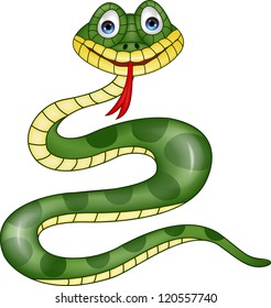 Funny green snake cartoon