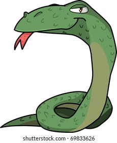 funny green snake vector illustration.