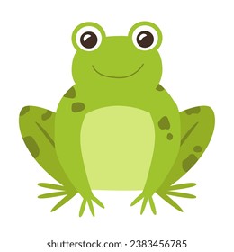 Funny green toad. flat cartoon style. vector design