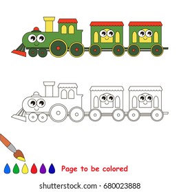 Funny Green Train to be colored, the coloring book for preschool kids with easy educational gaming level.