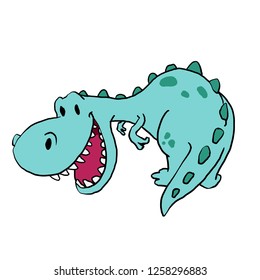 Funny green t-rex cartoon