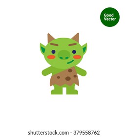 Funny green troll icon