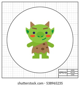 Funny green troll icon