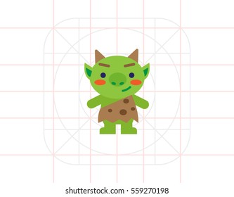 Funny green troll icon