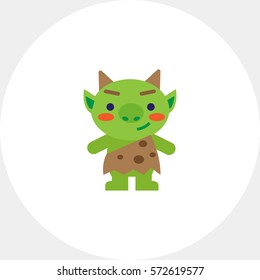Funny green troll icon