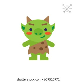 Funny green troll icon