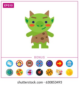 Funny green troll icon