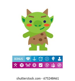 Funny green troll icon