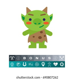 Funny green troll icon