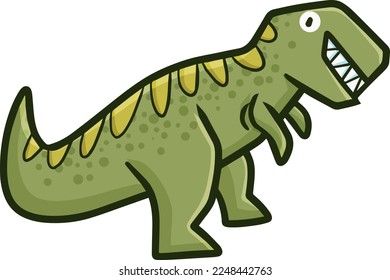 Funny green tyrannosaurus cartoon illustration