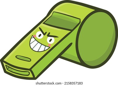 Funny Green Whistle Cartoon Character