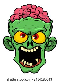 Funny green zombie illustration for Halloween party decoration