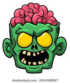 Funny green zombie illustration for Halloween party decoration