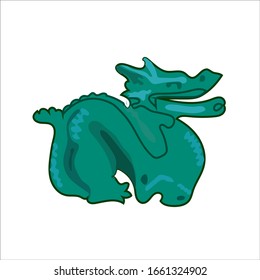 funny greenish cartoon dragon in abstract impressionist style