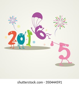 Funny Greeting Card - Happy New Year 2016 - Editable, clean sign.