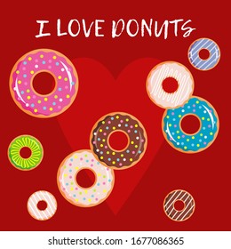 Funny greeting cards with Donuts. Style for the design of the poster or menu. Vector illustration for web design or print.