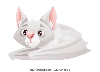 Funny Grey Bat with Cute Snout and Pointed Ears Sitting with Closed Wings Vector Illustration