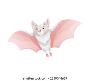 Funny Grey Bat with Cute Snout and Pointed Ears Flying with Spread Wing Vector Illustration