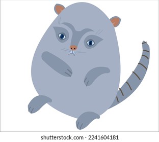 Un gato gris gracioso. Esta ilustración puede utilizarse como logotipo para organizaciones de animales. Vector, aislado.