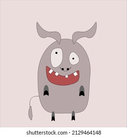 funny grey monster of donkey. Vector design for decoration, stickers, cards or print.