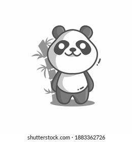 Gracioso logotipo de ilustración vectorial panda gris por adipra