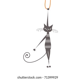Funny grey striped cat for your design