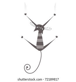 Funny grey striped cat for your design