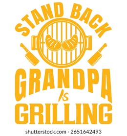 Engraçado grill citação design de camiseta: "Stand Back vovô é Grilling." Perfeito para amantes de churrasco, Dia dos Pais, churrascos e artigos de presente, como camisas, canecas, aventais e sacolas.