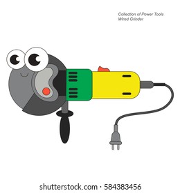 Funny grinder cartoon. Outlined object with black stroke.