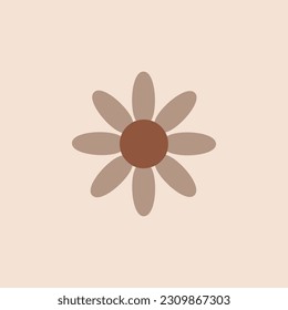 funny groovy playful flower in 60s style. Hippie flower card