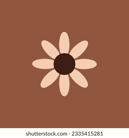 funny groovy playful flower in 60s style. Hippie flower card