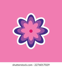 funny groovy playful flower in Y2K style. Hippie trendy flower card