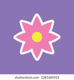 funny groovy playful flower in Y2K style. Hippie trendy flower card
