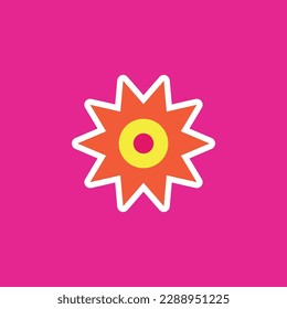 funny groovy playful flower in Y2K style. Hippie trendy flower card