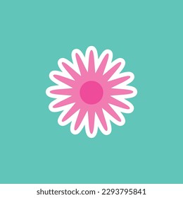 funny groovy playful flower in Y2K style. Hippie trendy flower card